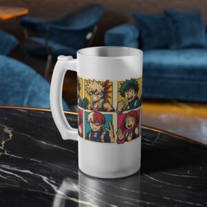 My Hero Academia - Pop Art Style - Frosted Glass Beer Mug - Image 3
