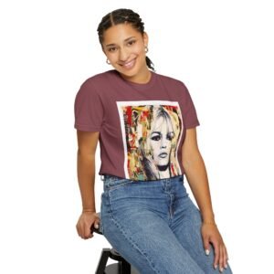 Brigitte Bardot - French Cinema Icon Portrait - Unisex Garment-Dyed T-Shirt - Colors Variant 4 - Image 58
