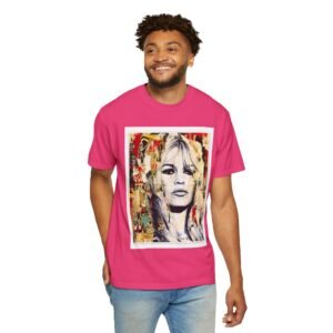 Brigitte Bardot - French Cinema Icon Portrait - Unisex Garment-Dyed T-Shirt - Colors Variant 4 - Image 45