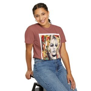 Brigitte Bardot - French Cinema Icon Portrait - Unisex Garment-Dyed T-Shirt - Colors Variant 4 - Image 73