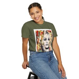 Brigitte Bardot - French Cinema Icon Portrait - Unisex Garment-Dyed T-Shirt - Colors Variant 2 - Image 40