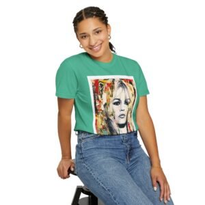 Brigitte Bardot - French Cinema Icon Portrait - Unisex Garment-Dyed T-Shirt - Colors Variant 2 - Image 65
