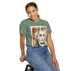 Brigitte Bardot - French Cinema Icon Portrait - Unisex Garment-Dyed T-Shirt - Colors Variant 2 - Image 70
