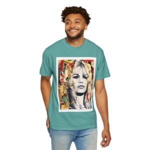 Brigitte Bardot - French Cinema Icon Portrait - Unisex Garment-Dyed T-Shirt - Colors Variant 3 - Image 17