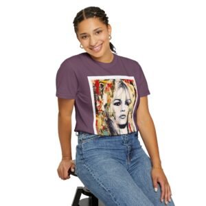 Brigitte Bardot - French Cinema Icon Portrait - Unisex Garment-Dyed T-Shirt - Colors Variant 4 - Image 53
