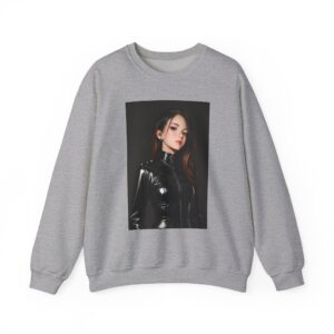 Anime Realistic Girl - Simple Leather Outfit - Unisex Crewneck Sweatshirt - Image 22