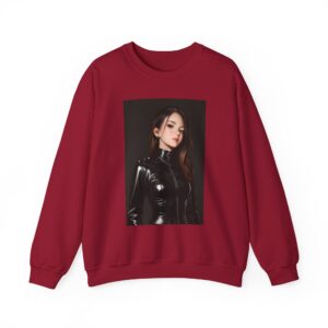 Anime Realistic Girl - Simple Leather Outfit - Unisex Crewneck Sweatshirt - Image 35