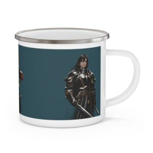 12oz Enamel Mug - Fantasy Medieval, Knight Fighting Scene 1 - Image 5
