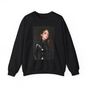 Anime Realistic Girl - Simple Leather Outfit - Unisex Crewneck Sweatshirt - Image 1
