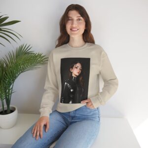 Anime Realistic Girl - Simple Leather Outfit - Unisex Crewneck Sweatshirt - Image 7