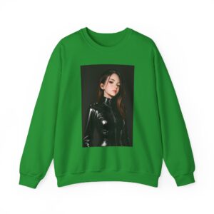 Anime Realistic Girl - Simple Leather Outfit - Unisex Crewneck Sweatshirt - Image 9