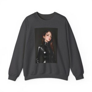 Anime Realistic Girl - Simple Leather Outfit - Unisex Crewneck Sweatshirt - Image 25