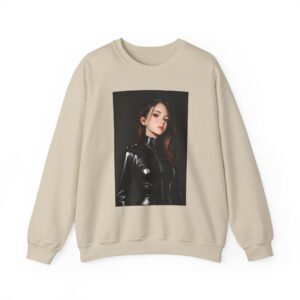 Anime Realistic Girl - Simple Leather Outfit - Unisex Crewneck Sweatshirt - Image 6