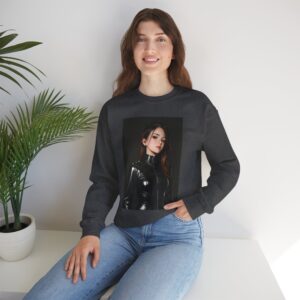 Anime Realistic Girl - Simple Leather Outfit - Unisex Crewneck Sweatshirt - Image 26